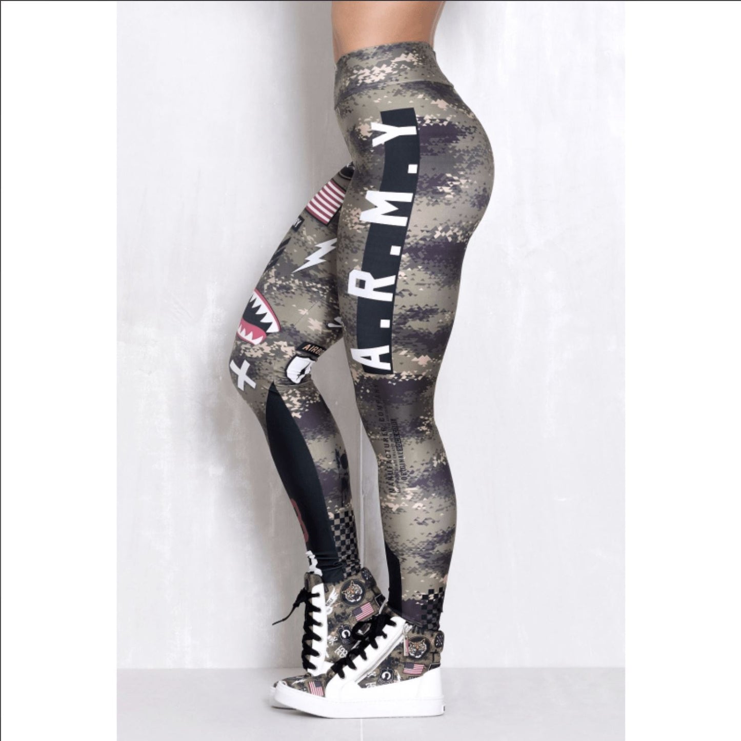 Armed Forces Tummy Control Push Up Print Leggings