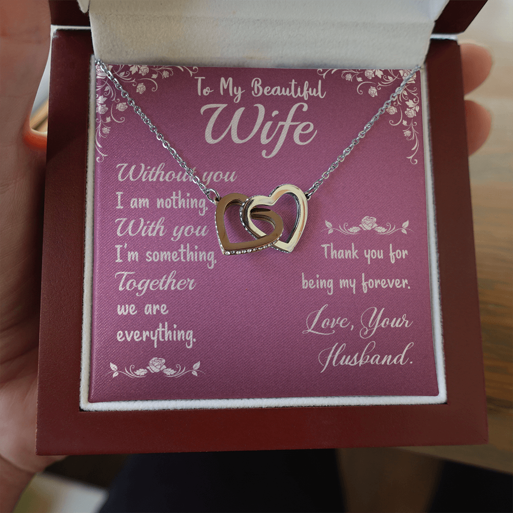 To My Wife - Two Hearts Together Necklace