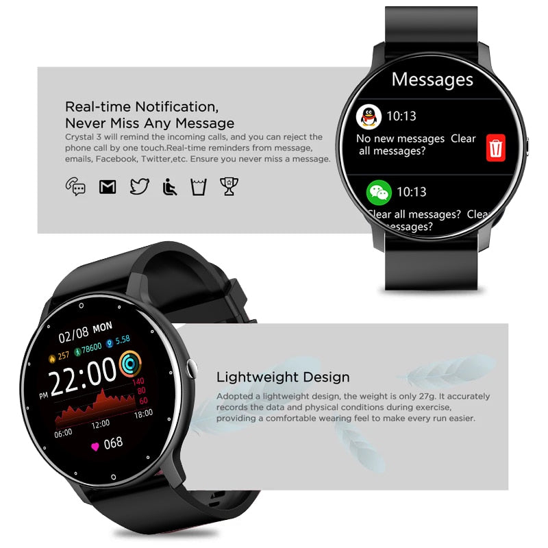 Unisex Full Touch Screen Sport / Fitness Smart Watch