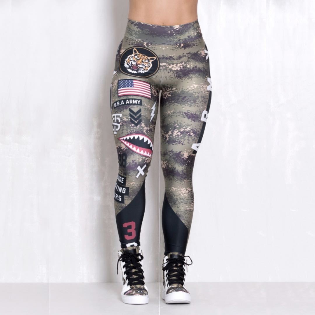 Armed Forces Tummy Control Push Up Print Leggings
