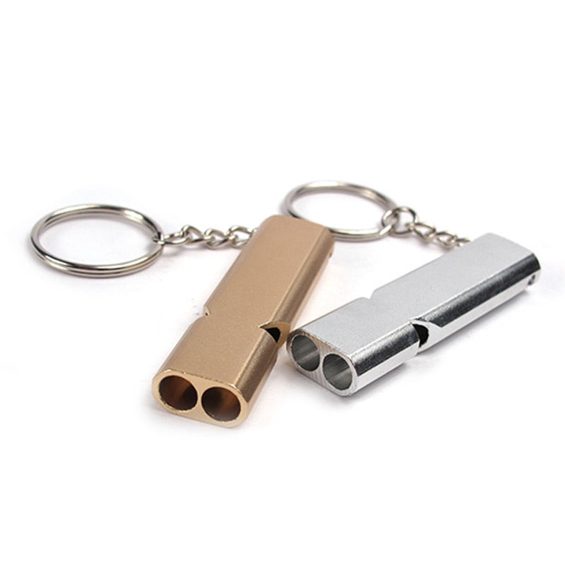 Dual-tube Portable Aluminum Safety Whistle